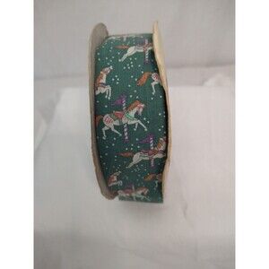 Vintage Green Carousel Horses Lion Product Ribbon Child Fantasy Christmas Craft